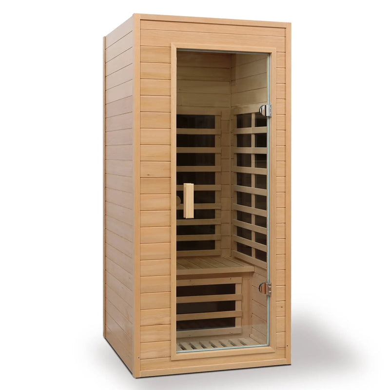 Hemlock One-person Far Infrared Roof Embedded Indoor Sauna Room Natural Hemlock 33.7x33.46x72.83 inches by HouseOfZazla