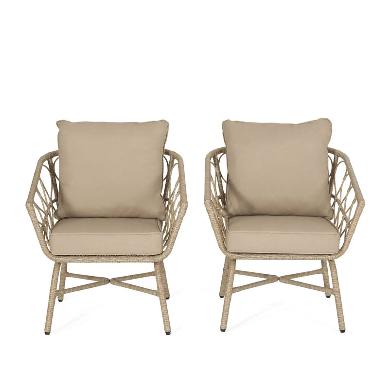 Bruce Outdoor Club Chair Set with Water Resistant Cushions by HouseOfZazla