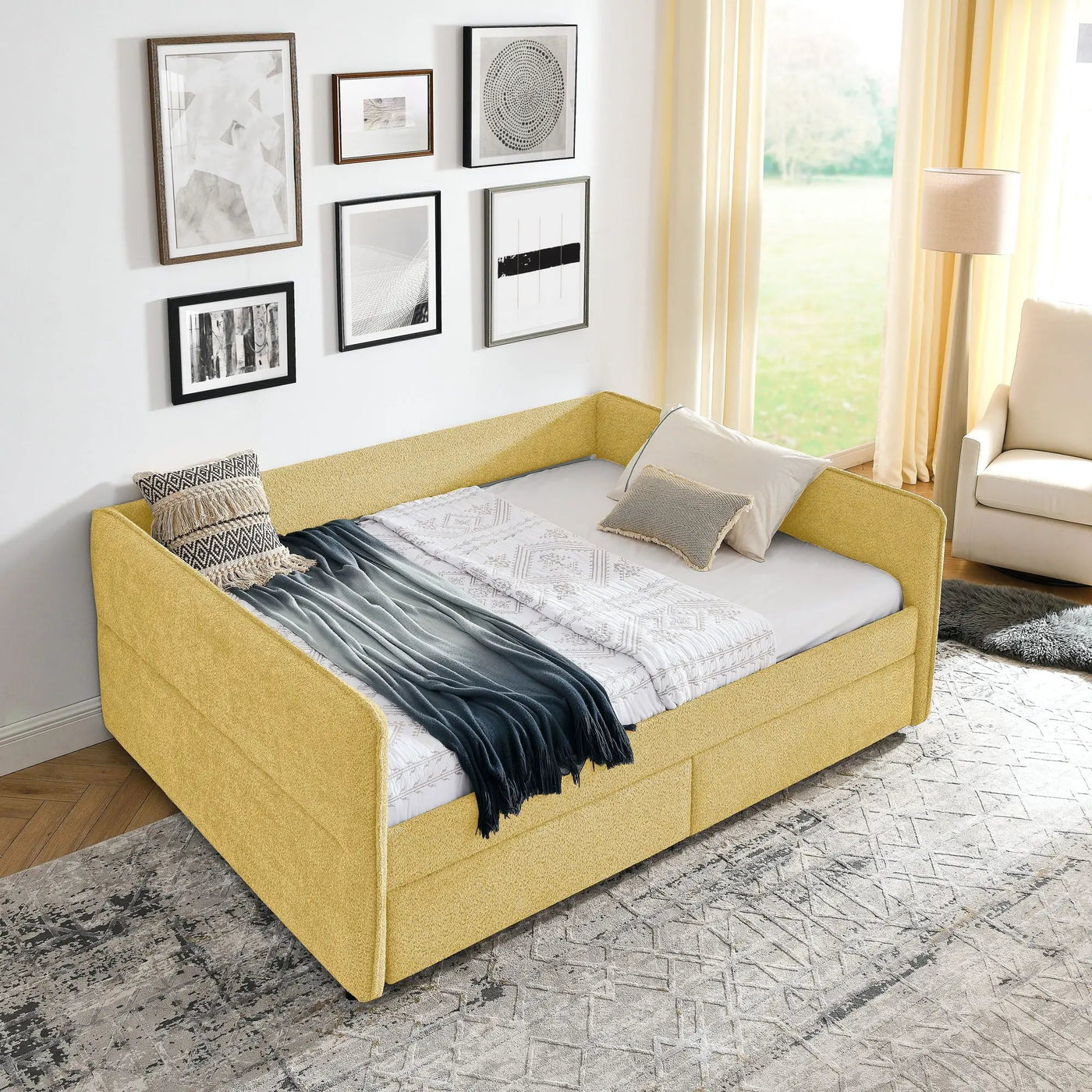 Upholstered Daybed & 2 Drawers by Unique Piece Furniture