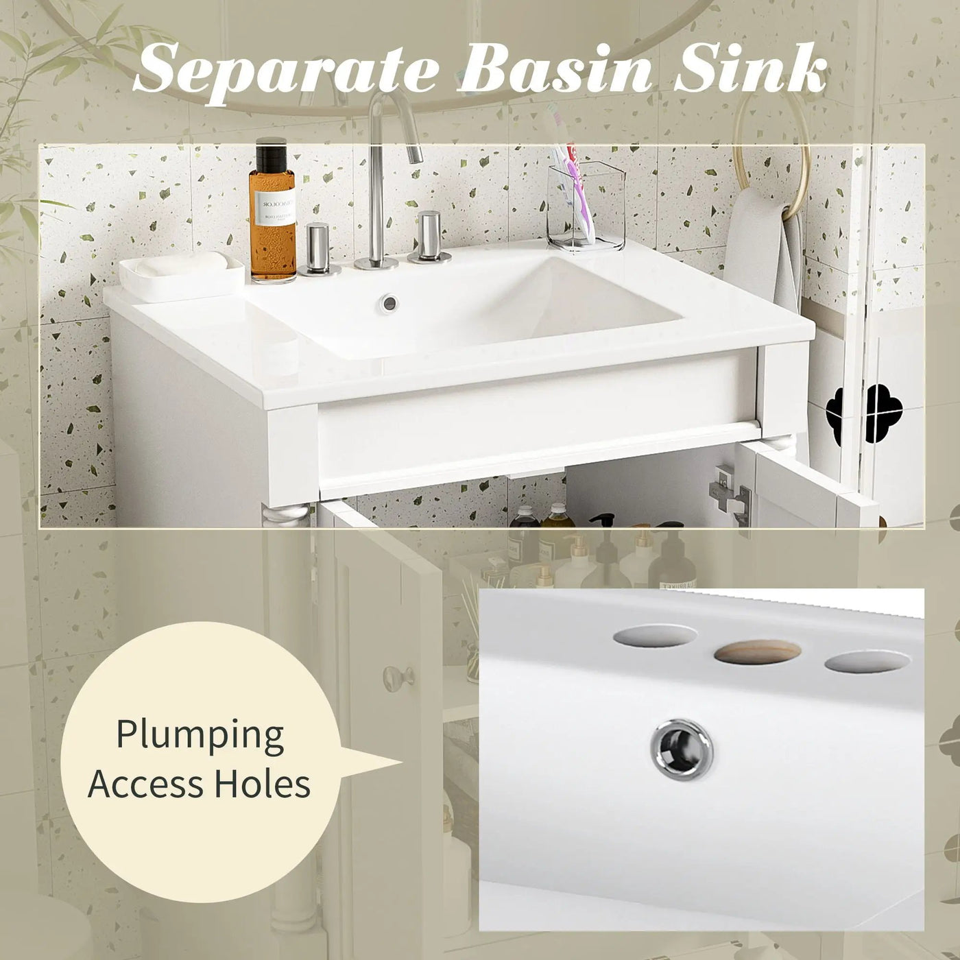 Bathroom Vanity With Top Sink, 2 Tier Storage Cabinet by HouseOfZazla