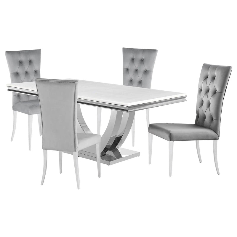 Kerwin 5-piece Rectangular Dining Table Set Grey and Chrome by Unique Piece Furniture