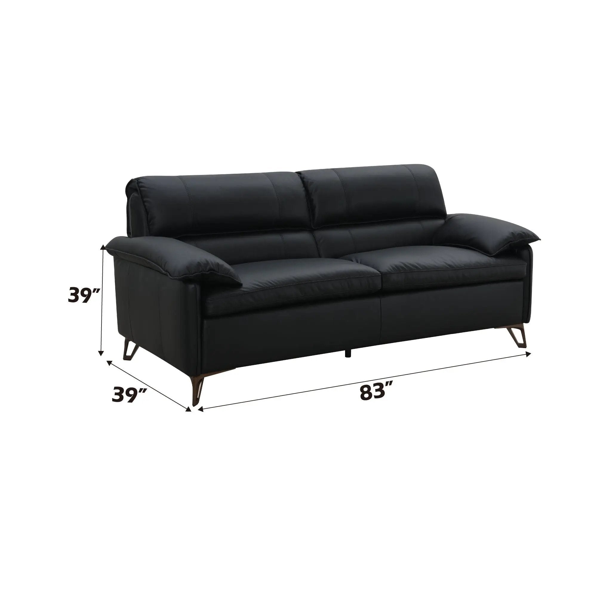 Eilene - Top Grain Leather Loveseat - Black by Unique Piece Furniture