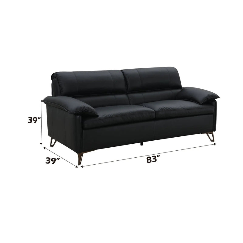 Eilene - Top Grain Leather Loveseat - Black by HouseOfZazla