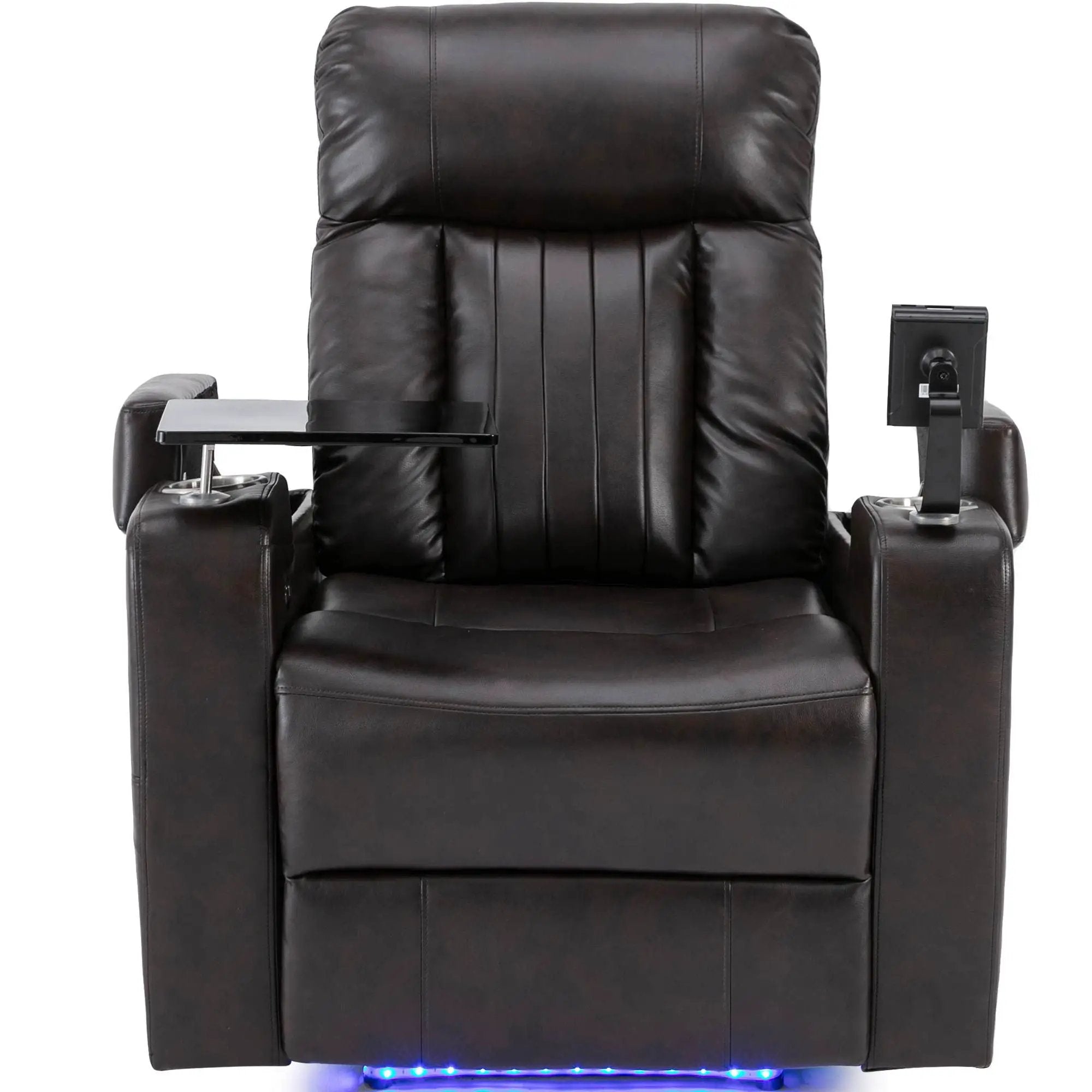 Power Recliner With Storage Arms, Cupholders, Swivel Tray Table And Cell Phone Stand - Brown by HouseOfZazla