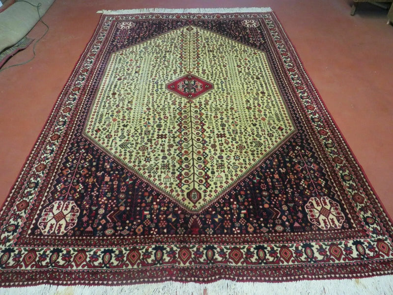 7' X 10' Vintage Handmade Indian Floral Wool Rug Hand Knotted Carpet Ivory Red by Jewel Rugs