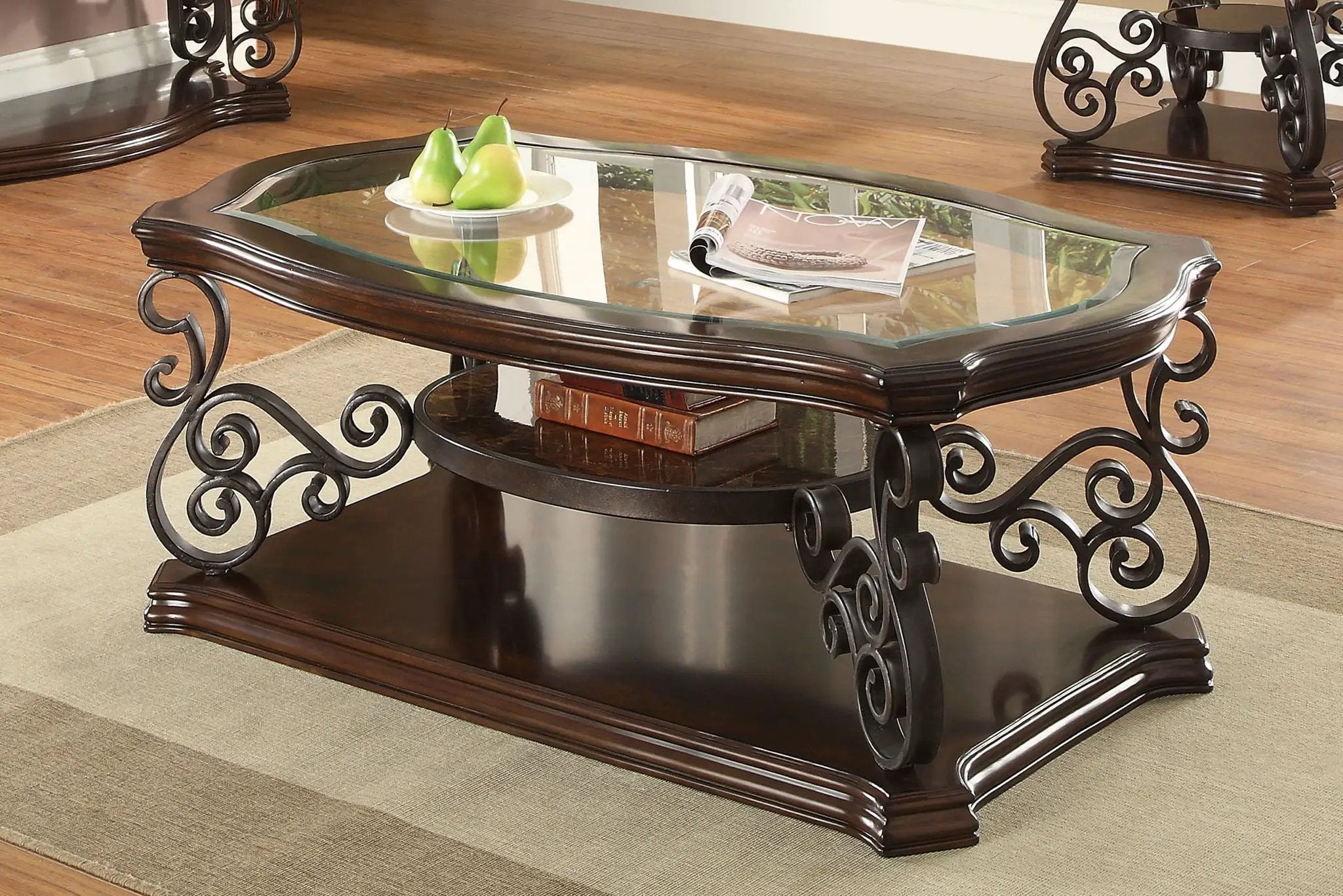 Laney 1-shelf Glass Top Rectangular Coffee Table Deep Merlot by Unique Piece Furniture