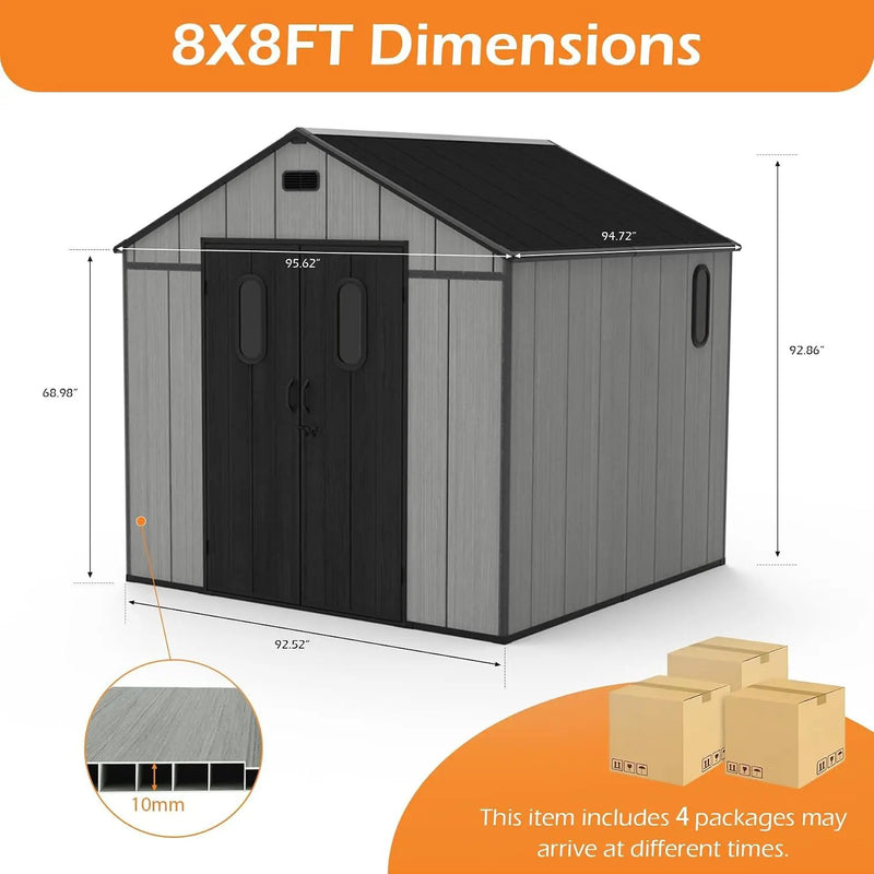 8x8 Ft Resin Outdoor Storage Shed with Floor by HouseOfZazla