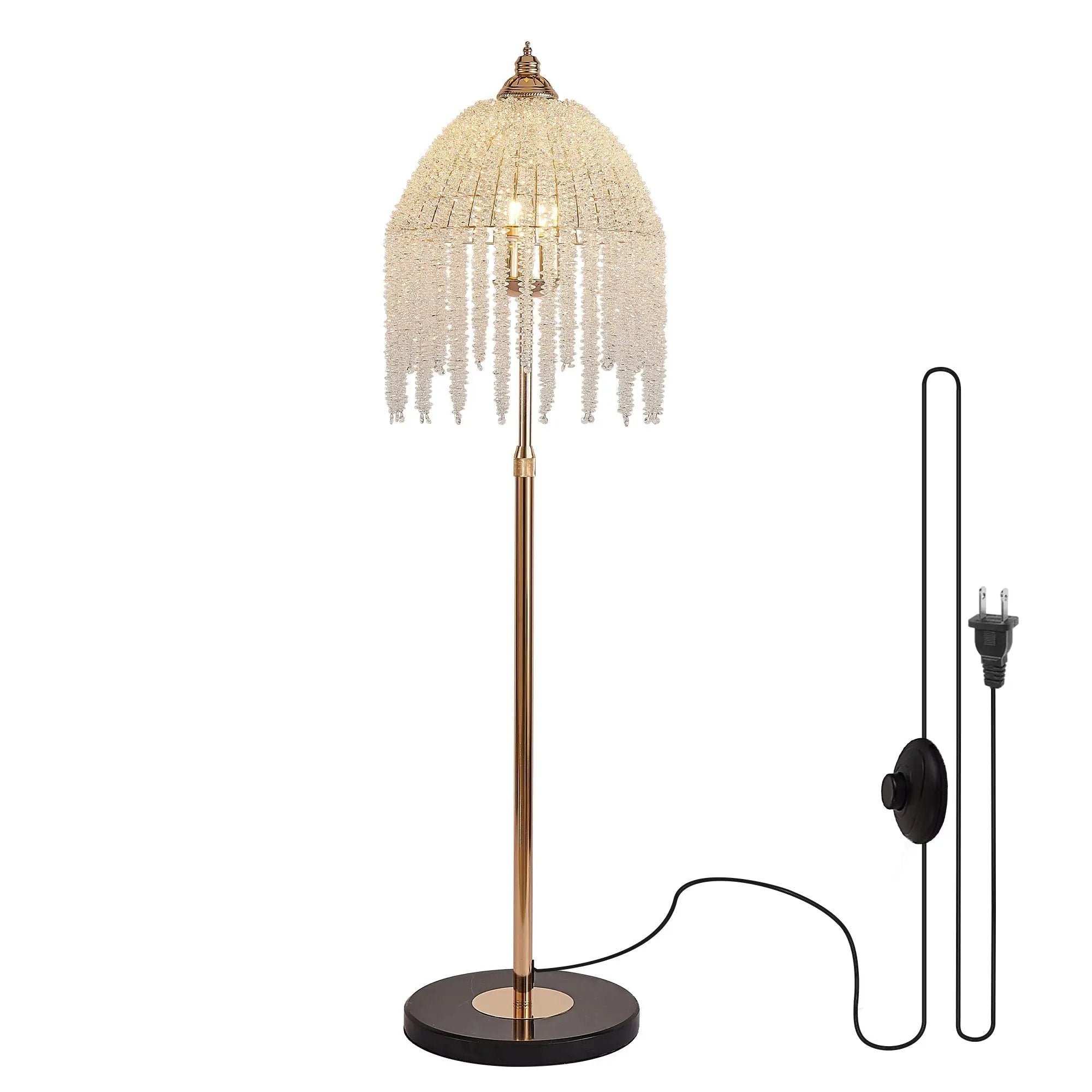 3-Light Elegant Crystal Floor Lamp – Vintage Waterfall Design by HouseOfZazla