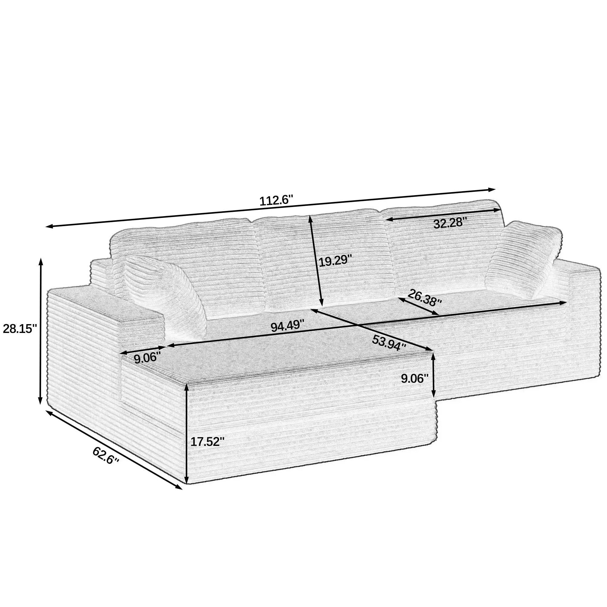 Modern Minimalist L Shape Modular Sectional Sofa, Couch by Unique Piece Furniture