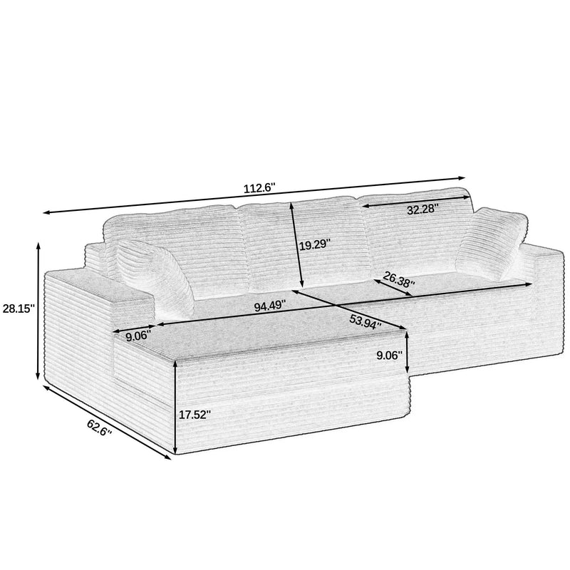 Modern Minimalist L Shape Modular Sectional Sofa, Couch by HouseOfZazla