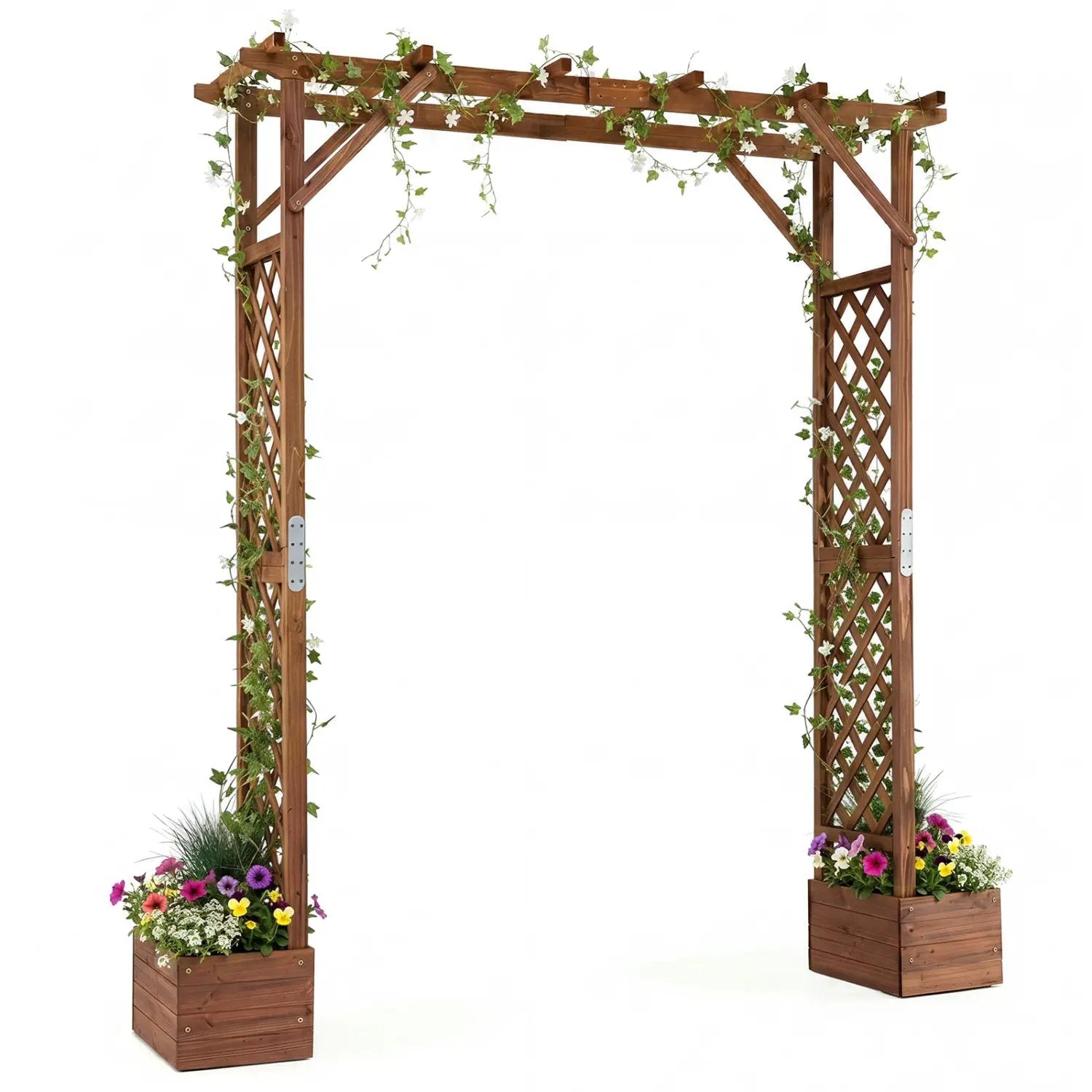 Garden Arbor with Planter Boxes 87in Tall Wooden Trellis by DirectDeals