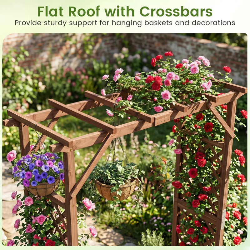 Garden Arbor with Planter Boxes 87in Tall Wooden Trellis by DirectDeals