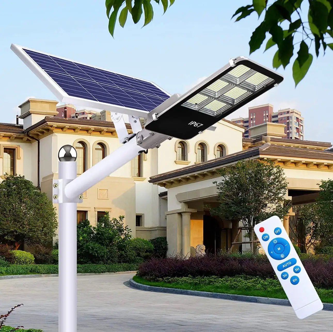 8800 Watt Solar Street Lights, with Remote Control 105000LM LED Dusk to Dawn Solar Light 6500K Super Bright Solar Flood Light by Outdoor Solar Outlet