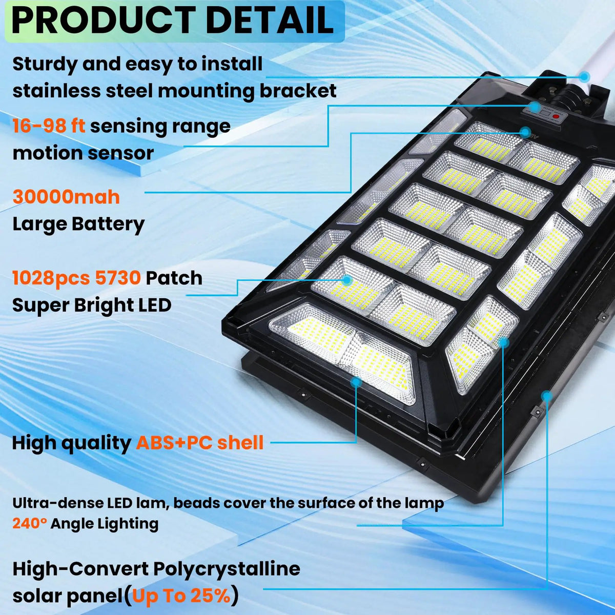 8800W Solar Street Lights Outdoor Waterproof 6500K Dusk to Dawn 180000 Lumen Motion Sensor Super Bright Solar Parking Lot Light by Outdoor Solar Outlet