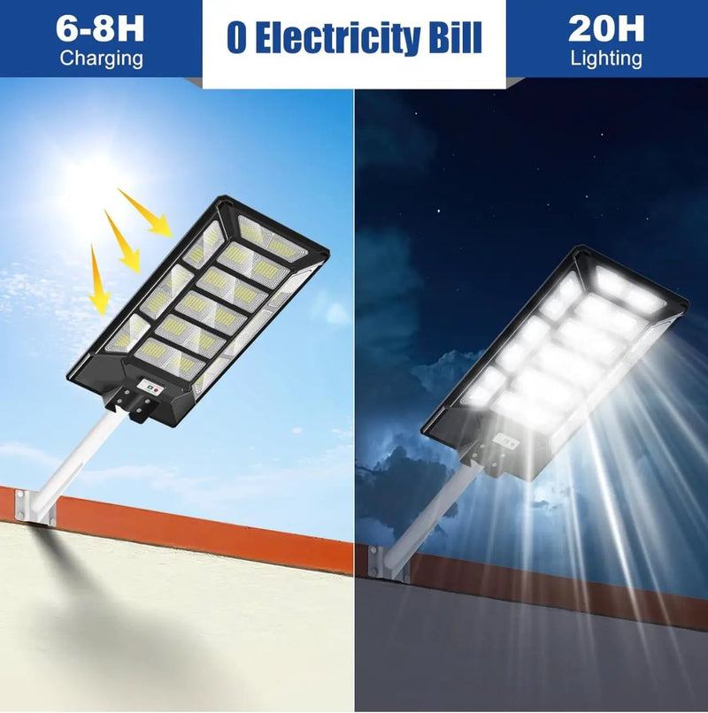 8800W Solar Street Lights Outdoor Waterproof 6500K Dusk to Dawn 180000 Lumen Motion Sensor Super Bright Solar Parking Lot Light by Outdoor Solar Outlet