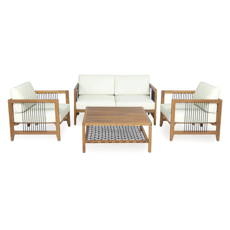 4-Piece Acacia Wood Outdoor Patio Sofa Set by HouseOfZazla