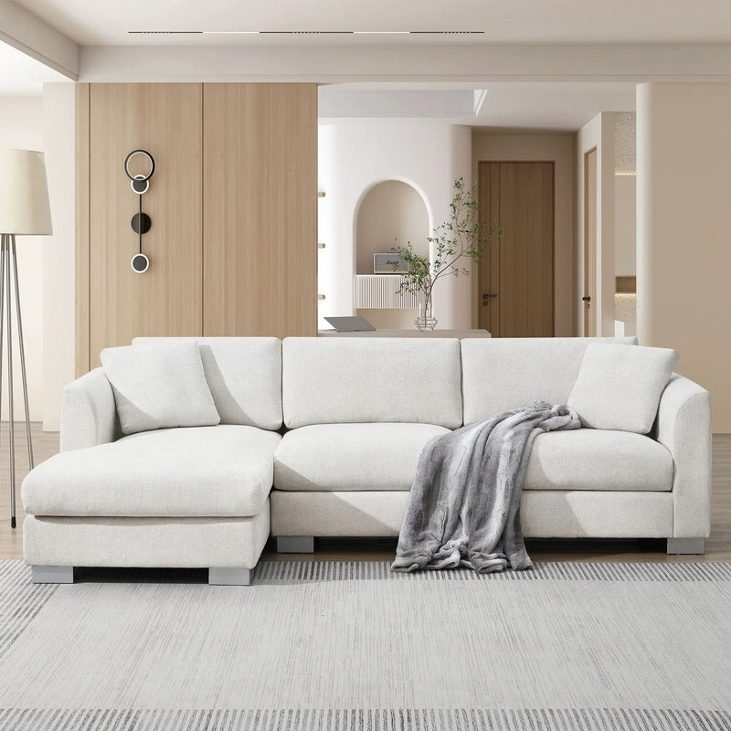 Modern Cloud Sectional Sofa L Shaped Luxury Couch Set With 2 Free Pillows 4 Seat With Oversized Chaise, photo 4 of 7