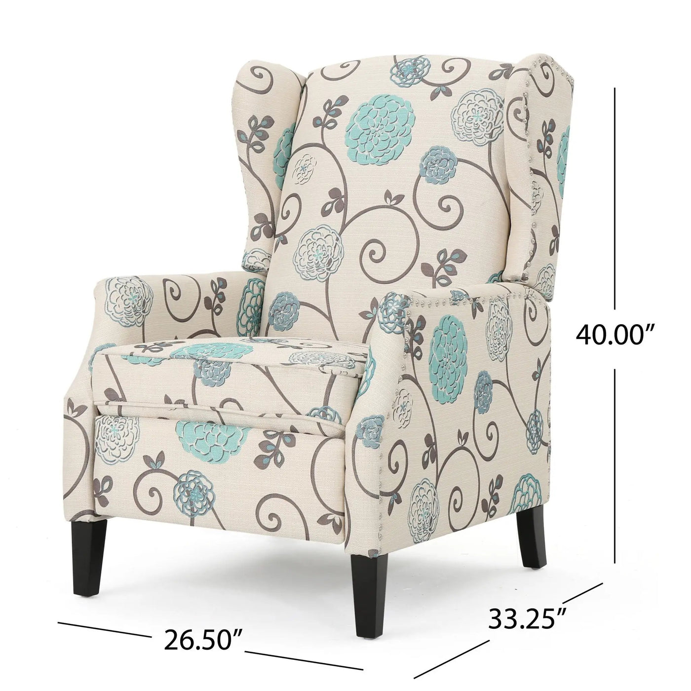 Westeros Wing Back Fabric Upholstered Recliner by Unique Piece Furniture