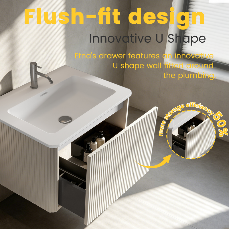 Etna 24" Striped Soft White Bathroom Vanity by HouseOfZazla