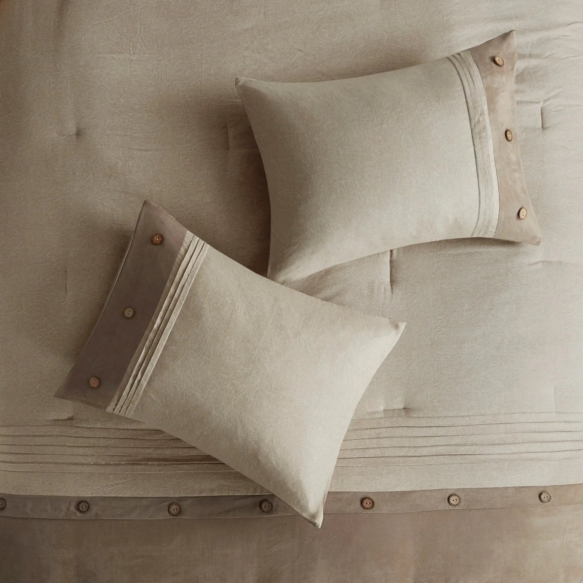 7 Piece Faux Suede Comforter Set Tan California King by HouseOfZazla