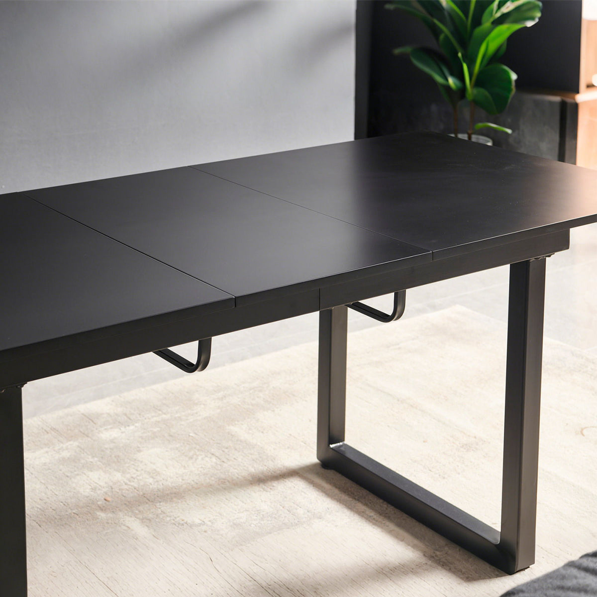 Square Extendable Dining Table with Metal Leg - Black or White, photo 12 of 12
