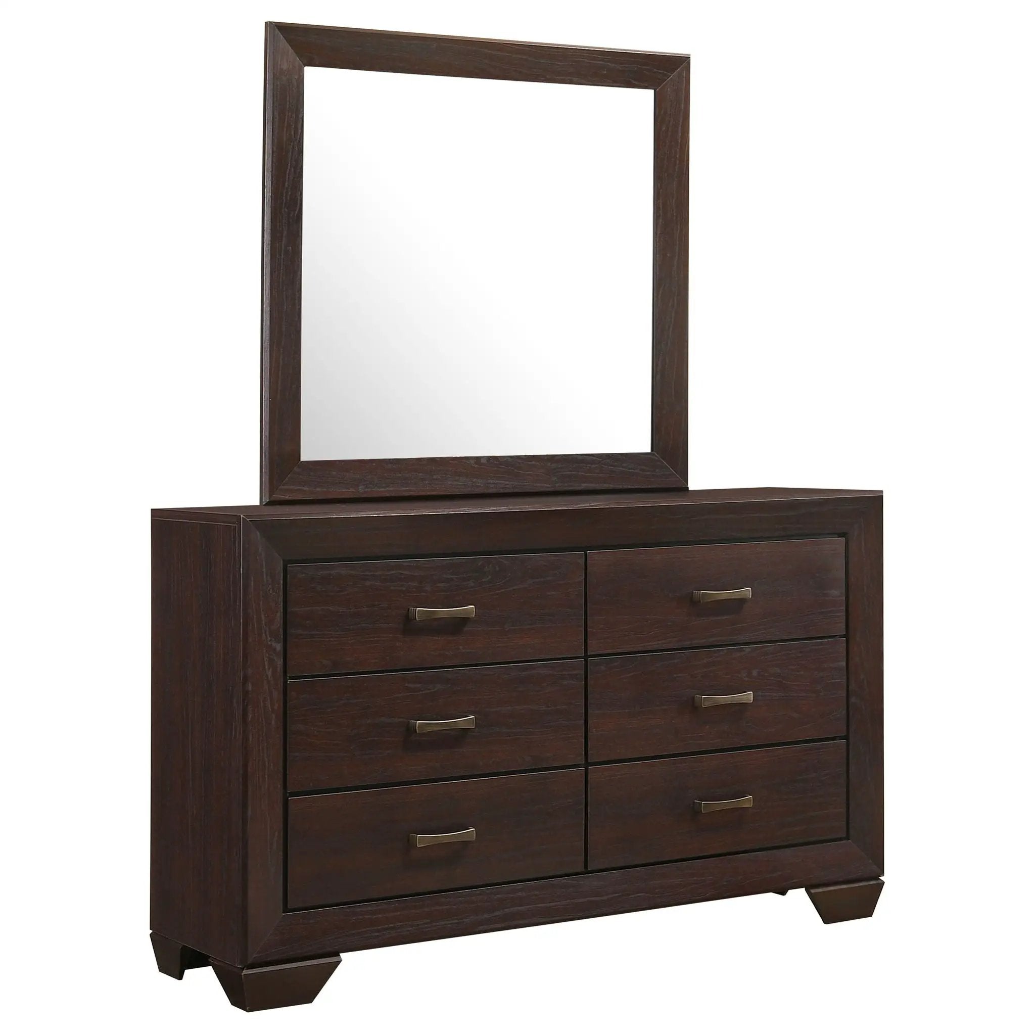Kauffman 6-drawer Dresser with Mirror Dark Cocoa by Unique Piece Furniture