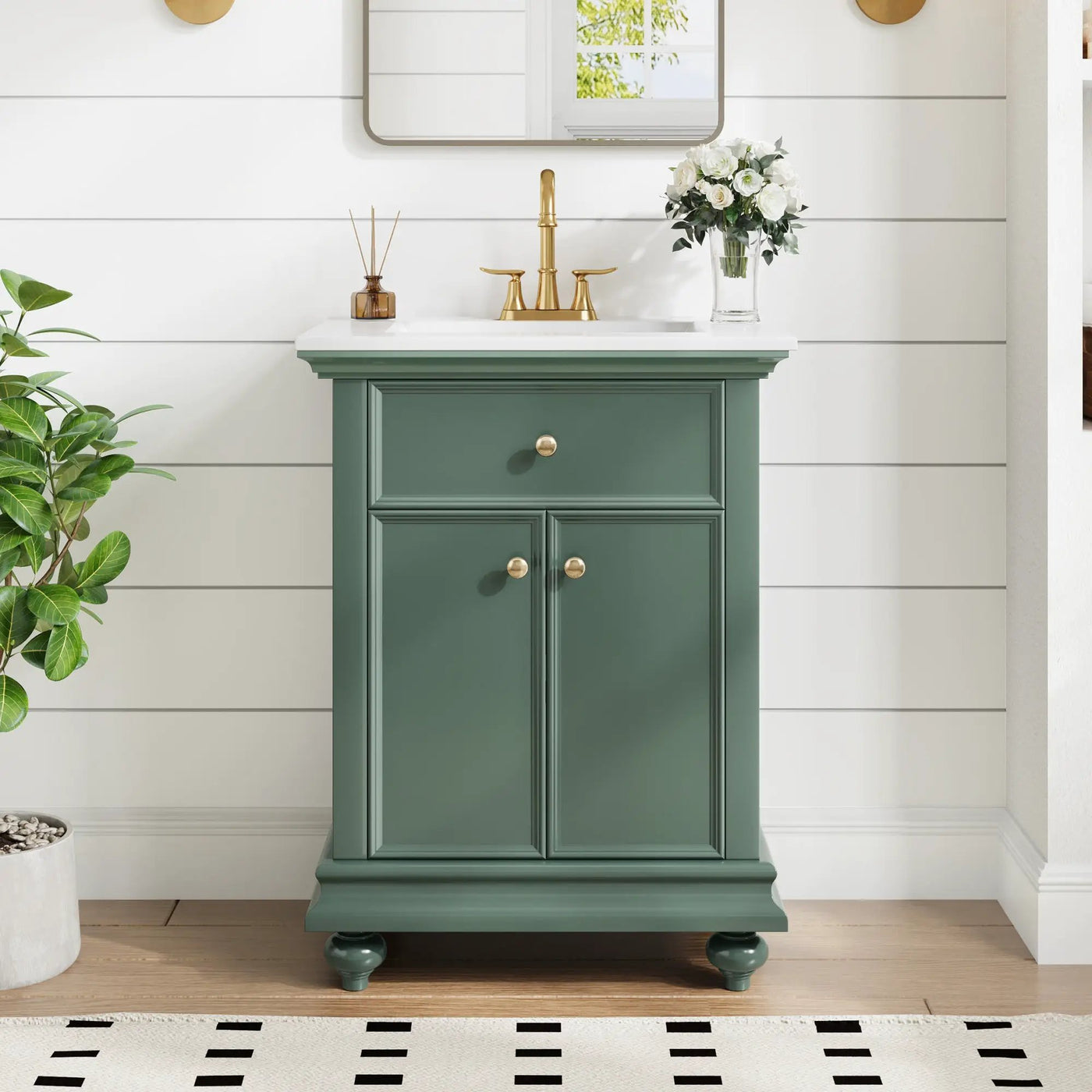 24" Modern Bathroom Vanity with Tip-Out Drawer & Soft-Close Hinges by HouseOfZazla