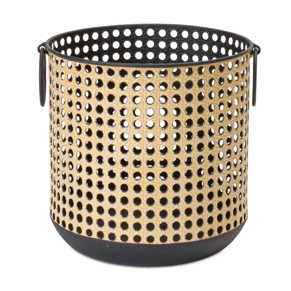 Punched Metal Candle Holder with Rattan Design (Set of 2), photo 2 of 5
