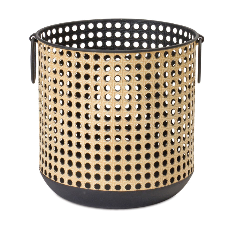 Punched Metal Candle Holder with Rattan Design (Set of 2), photo 2 of 5