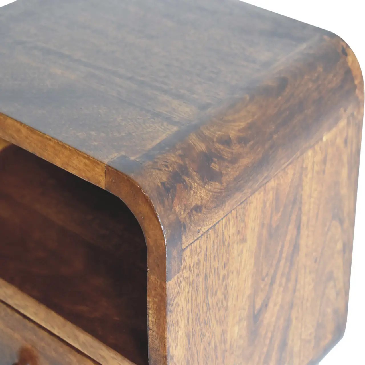 Extra Mini Wall-Mounted Curved Chestnut Nightstand by HouseOfZazla