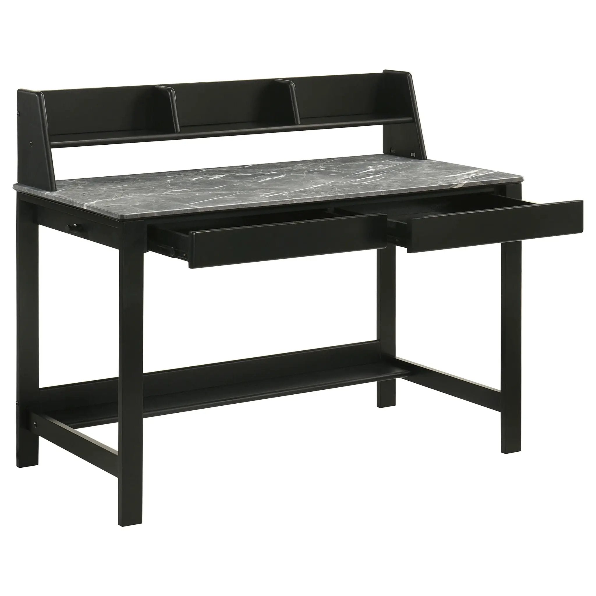 Besler 47-inch SmartTop Writing Desk with Shelf Grey Stone and Black by Unique Piece Furniture
