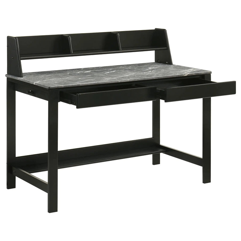 Besler 47-inch SmartTop Writing Desk with Shelf Grey Stone and Black by Unique Piece Furniture