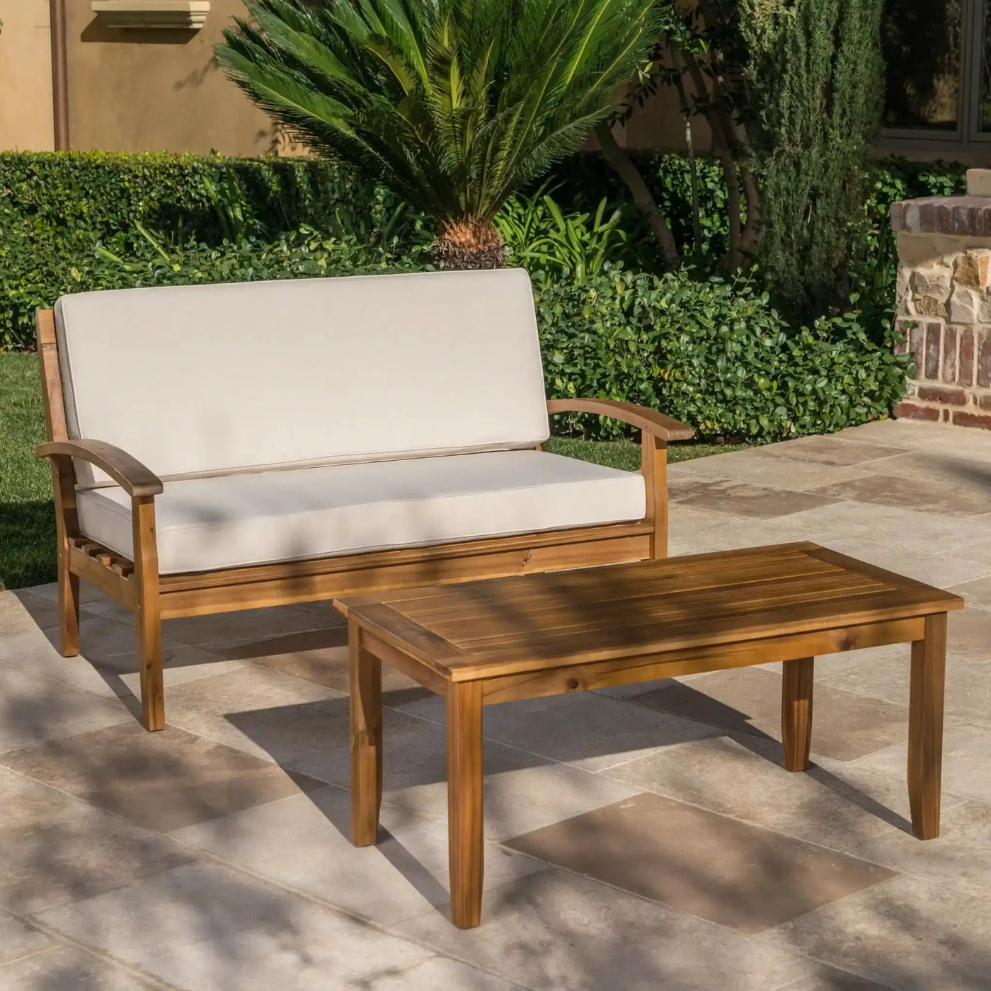 Outdoor Chat Set With Coffee Table and Loveseat by HouseOfZazla