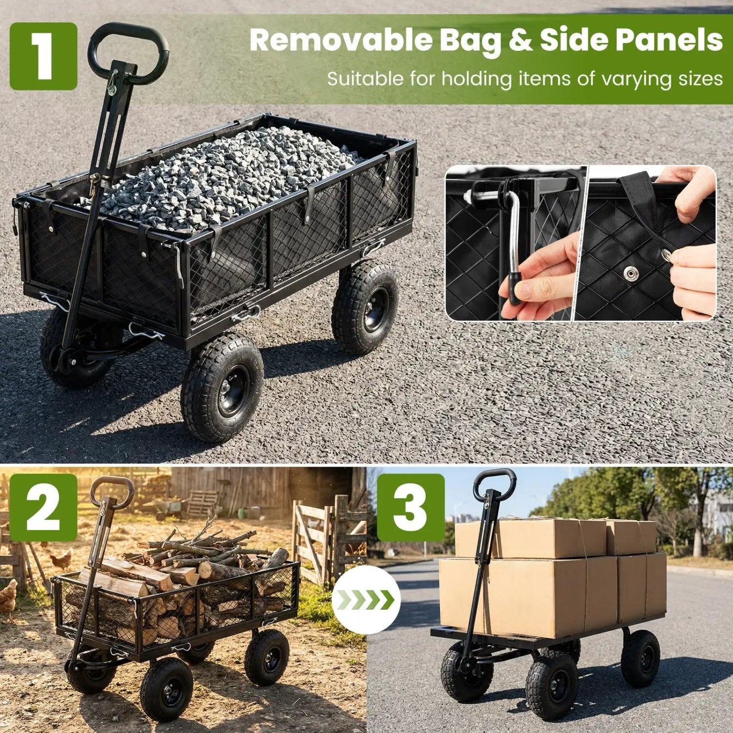 880 lbs Utility Wagon Flatbed with Removable Oxford Cloth Liner by DirectDeals