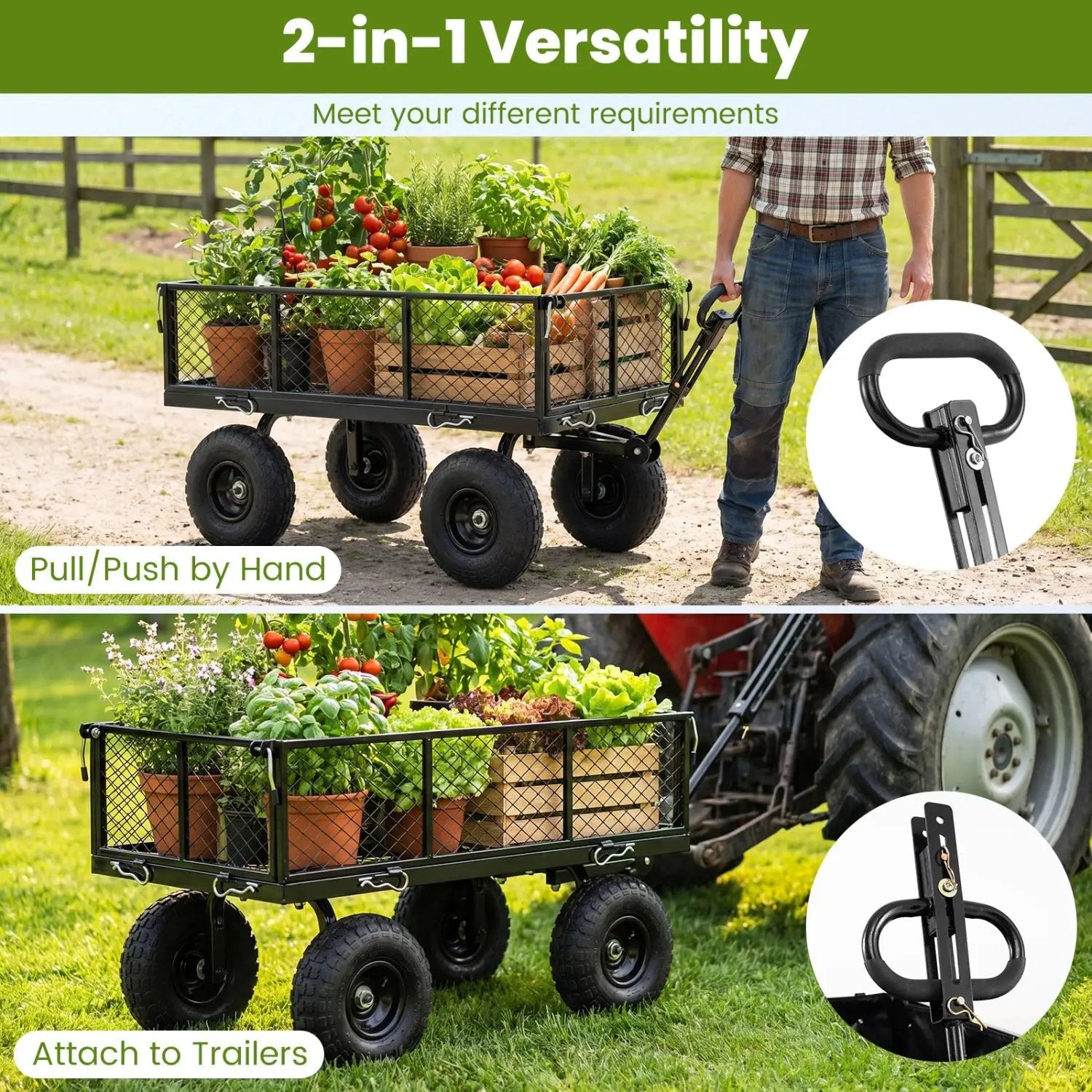 880 lbs Utility Wagon Flatbed with Removable Oxford Cloth Liner by DirectDeals
