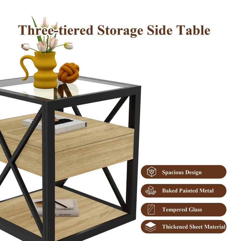 Set of 2 Modern End Tables with Drawer - Nightstands for Bedroom & Living Room by HouseOfZazla