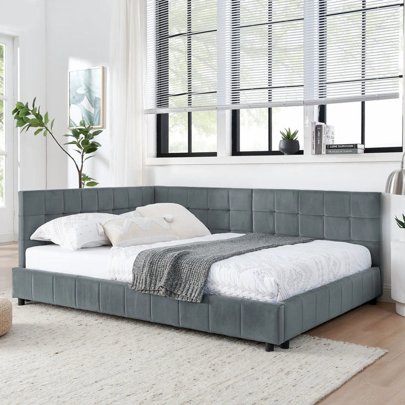 Mid-Century Storage Upholstered Tufted Bed Frame With Backrest And Armrests by Unique Piece Furniture