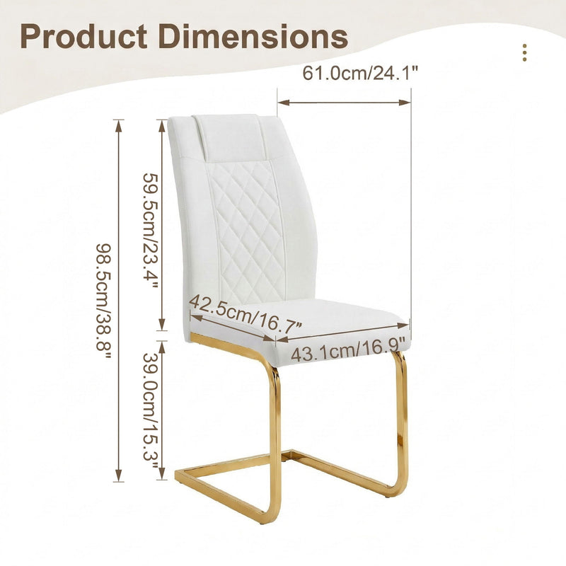 High Back Dining Chairs For Dining & Kitchen Room (Set of 4) - Golden / White by HouseOfZazla