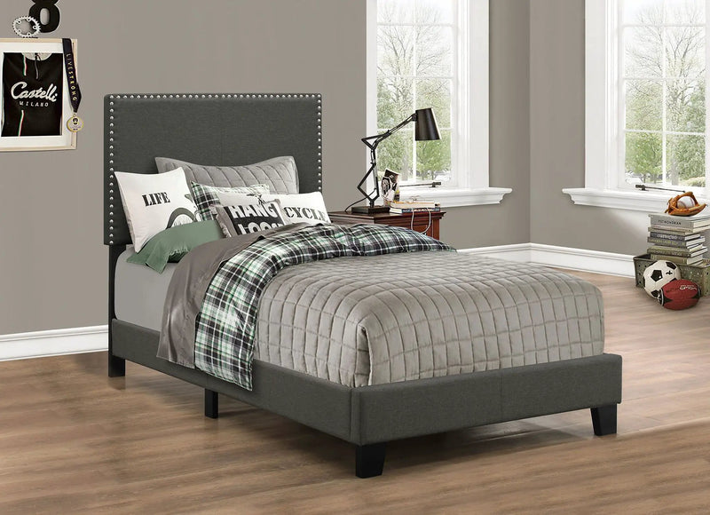 Boyd Upholstered Twin Panel Bed Charcoal by Unique Piece Furniture