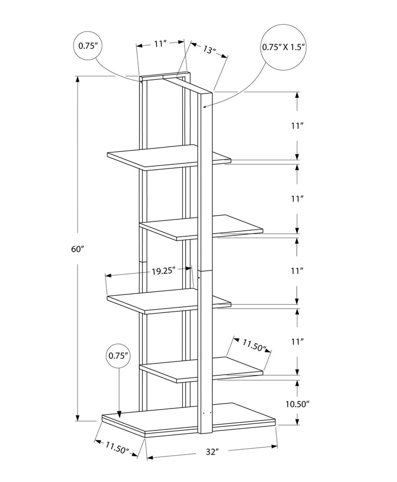 Bookshelf, Bookcase, Etagere, 5 Tie For Office, Contemporary & Modern by Unique Piece Furniture
