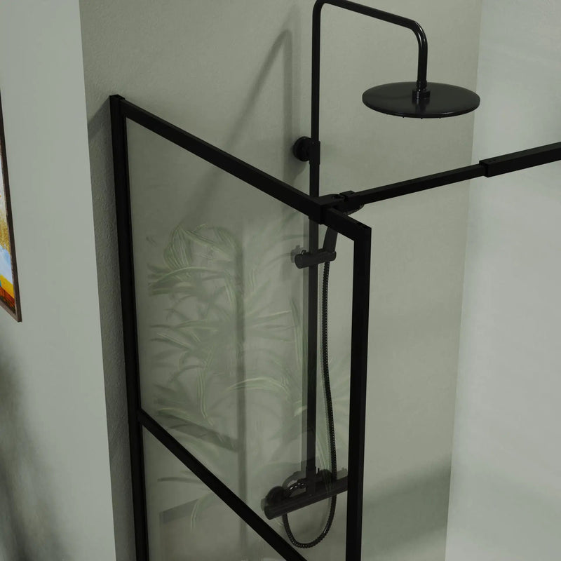 Shower Screen Door Walk In Wet Room, 3 Panel Style - Black by HouseOfZazla