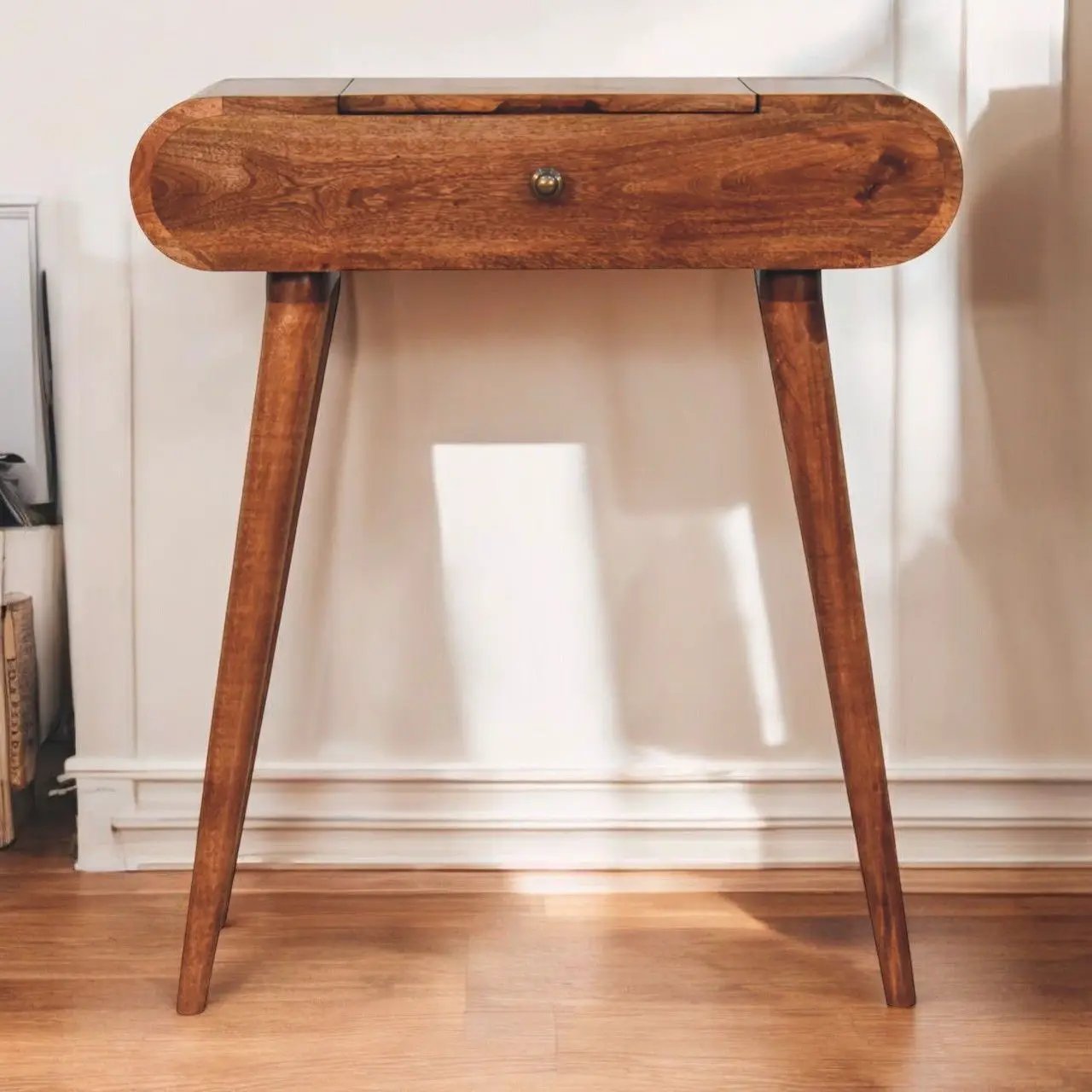 Mini Dressing Table With Foldable Mirror - Caramel by Unique Piece Furniture
