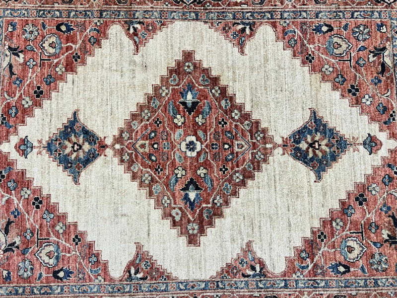 Peshawar Rug 5x7, Wool Hand Knotted Handmade Vintage Carpet, Serapi Design, Pakistani Rug 5 x 7 ft, Medium Sized, Geometric Rug by Jewel Rugs