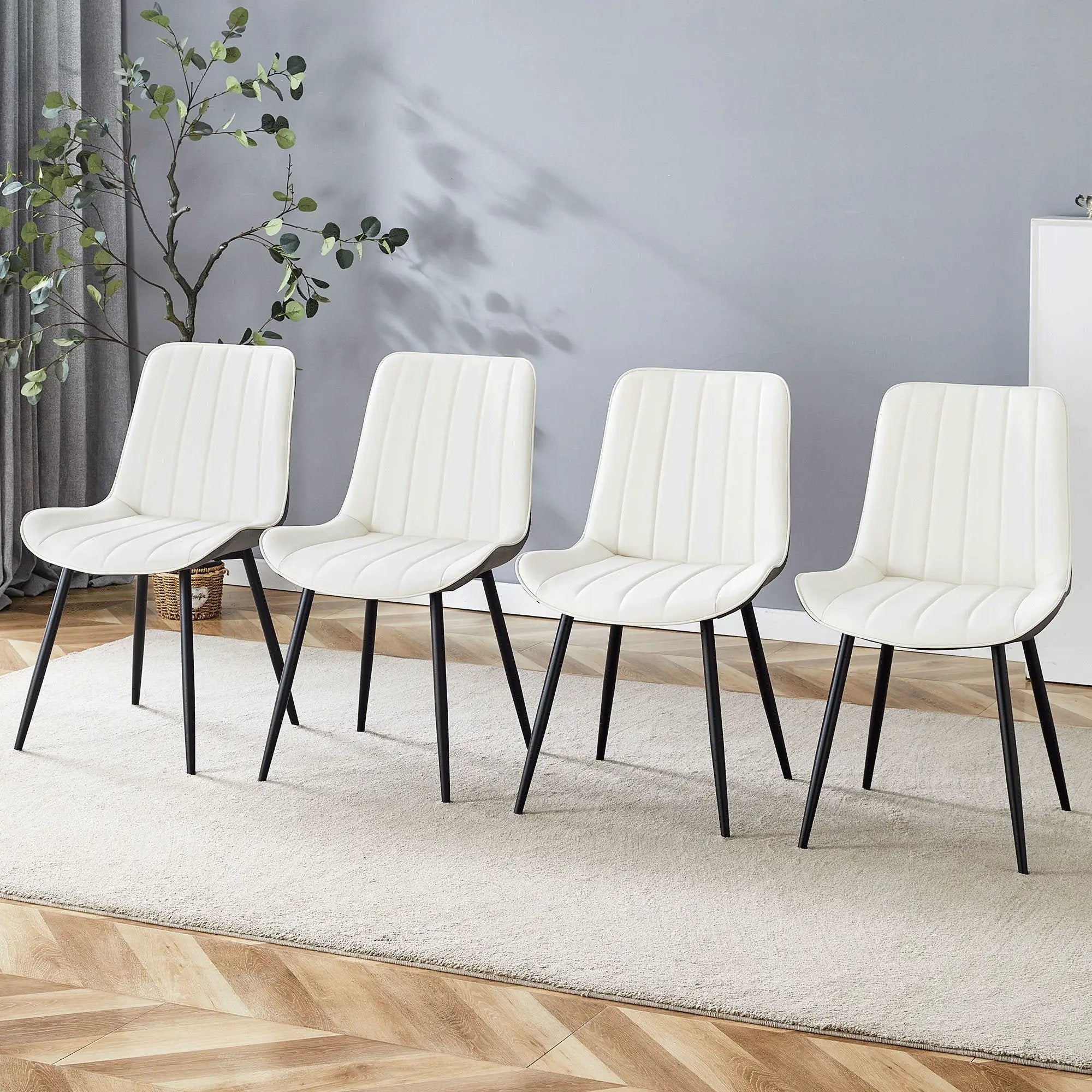 Modern Minimalist Dining Chair Set, Extended Seat Cushion by HouseOfZazla