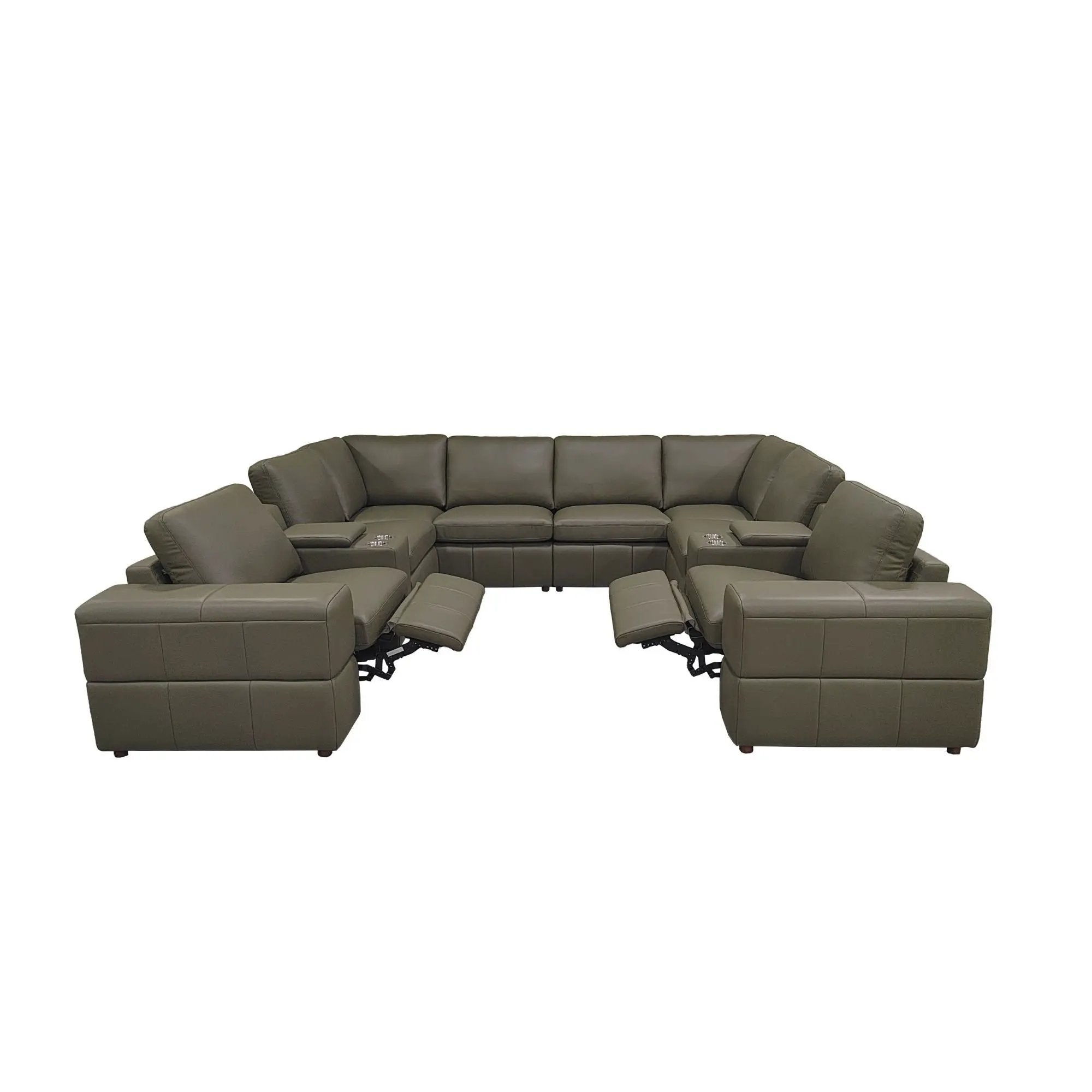 Upholstered Large Arms Sectional With Recliner Seats by Unique Piece Furniture