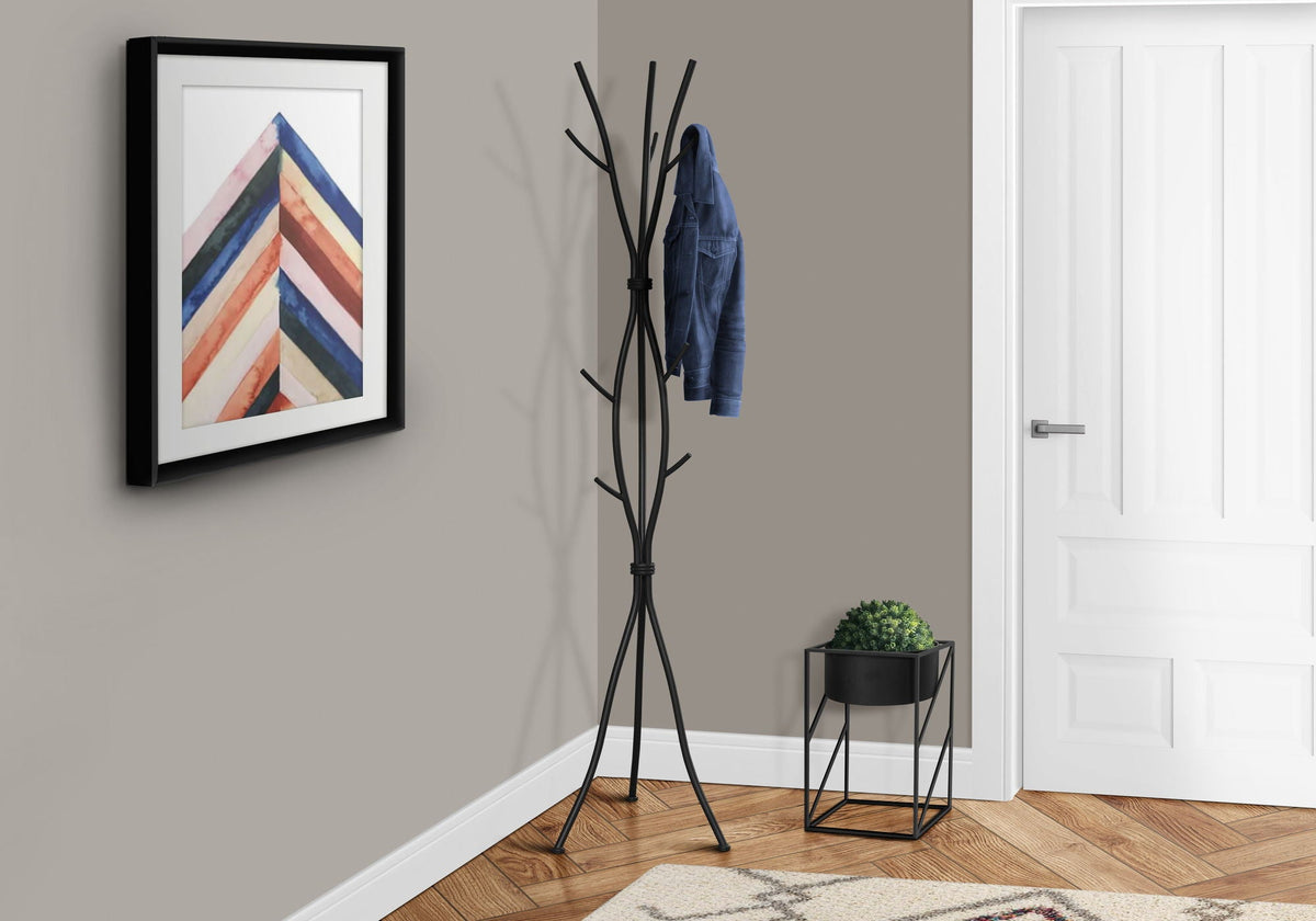 Freestanding Coat Rack Hall Tree with 11 Hooks - Metal - Black, Gray, or White, photo 8 of 12