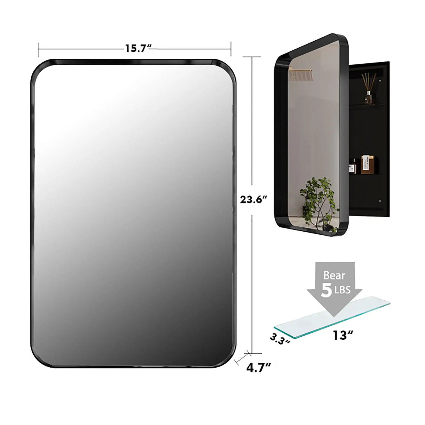 Recessed Metal Framed Medicine Cabinet With Mirror And Adjustable Shelves Wall Mirror With Storage For Bathroom by HouseOfZazla