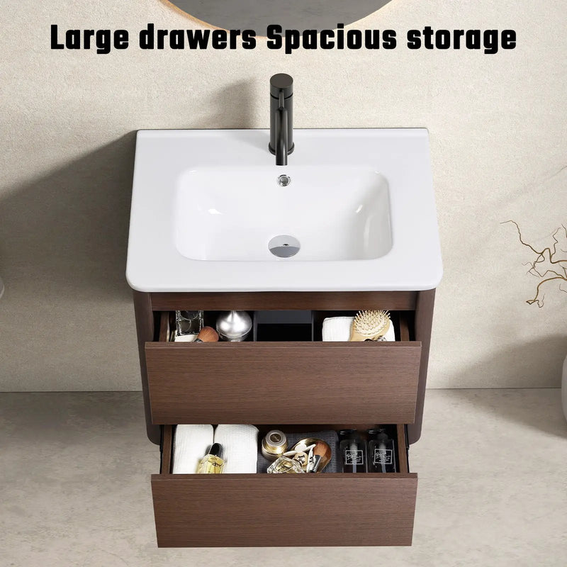 Wall Mounted Floating Bathroom Vanity With Sink And Cabinet by HouseOfZazla