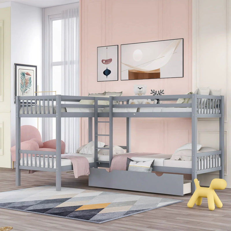 L Shaped Bunk Bed With Drawers by Unique Piece Furniture