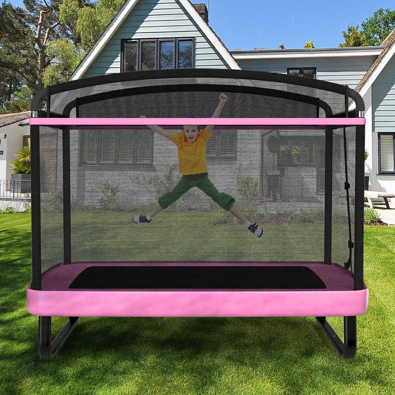 6 FT Kids Trampoline with Swing and Horizontal Bar Small Rectangle Trampoline by DirectDeals